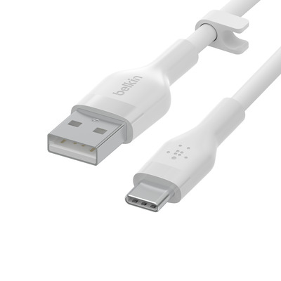 Belkin Flex USB-A/USB-C Silikon-Kabel, 2m, weiß