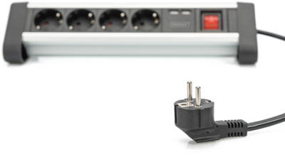 DIGITUS 4-fach Office-Steckdosenleiste mit 2x USB-Anschlüssen