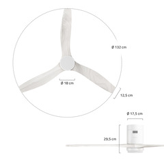 Hombli smarter Deckenventilator mit Licht, White & White Wood