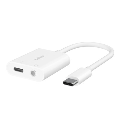 Belkin RockStar 3,5mm-Klinken-Audio- und USB-C-Ladeadapter wht