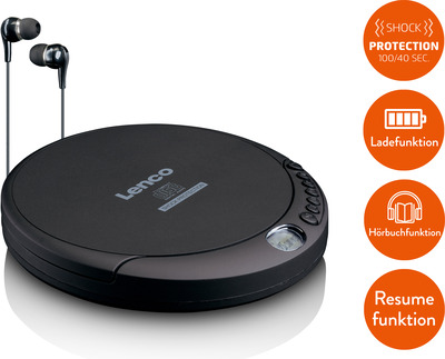 LENCO CD-200 portabler CD Player/ Discman, schwarz