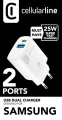 Cellularline Dual Port Travel Charger Samsung PD 25W White