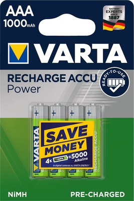 VARTA RECHARGE ACCU Power AAA 1000mAh Blister 4