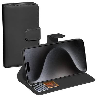 PEDEA Book Cover Classic für iPhone 15 Pro, schwarz