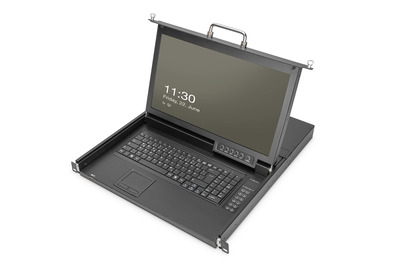 DIGITUS 17" HD LCD KVM Konsole, 1-Anschluss VGA, UK Tastatur