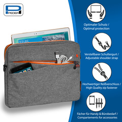 PEDEA Tablettasche "Fashion" 32,8 cm (bis 12.9''), grau/orange