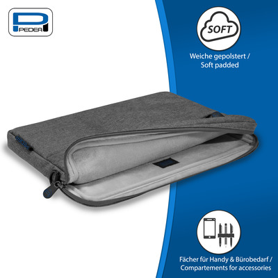 PEDEA Notebooktasche "Fashion" bis 17,3" (43,9cm), grau/blau