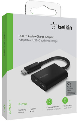 Belkin RockStar USB-C Audio- und Ladeadapter, schwarz