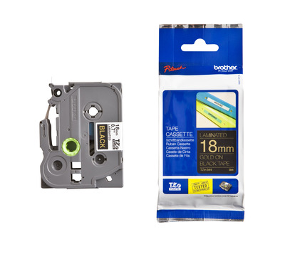 Schriftband TZe-344 (lam.) Gold auf Schwarz 18mm x 8m