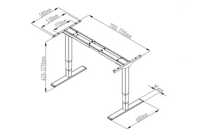 DIGITUS Elektrisch höhenverstellbares Tischgestell, Grau