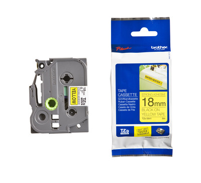 Schriftband TZe-S641 (extra st.) Schwarz auf Gelb 18mm x 8m