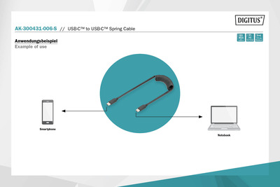 DIGITUS USB 2.0 USB-C auf USB-C Spiralkabel