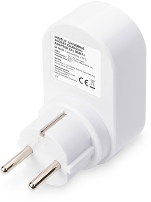DIGITUS Universal Steckdosenadapter mit 2 x USB-A