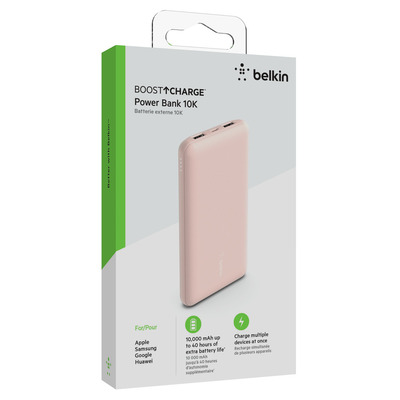 Belkin BOOST CHARGE Powerbank, 10.000mAh 12W, USB-A & -C, rosa
