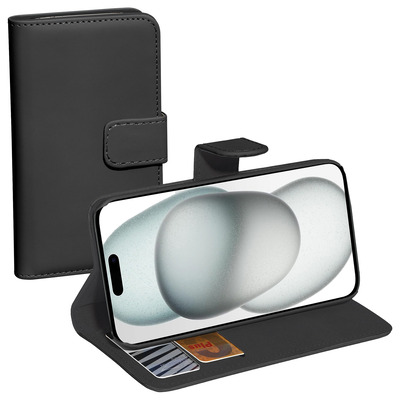 PEDEA Book Cover Classic für iPhone 15, schwarz