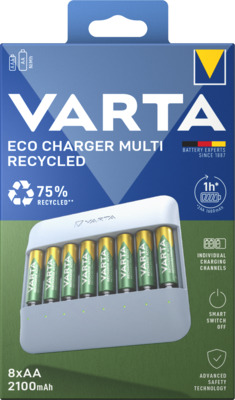 VARTA Eco Charger Multi Recycled 8x AA 56816 2100mAh