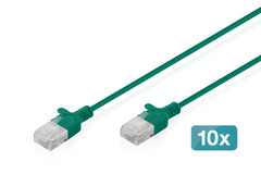 DIGITUS CAT 6 U-UTP Slim Patchkabel, 0,3 m, Grün, 10 Stück