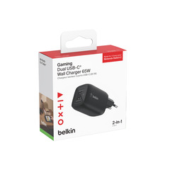Belkin Gaming Dual USB-C Ladegerät , 65 Watt, GaN, schwarz