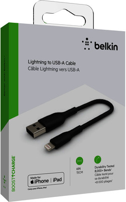 Belkin Lightning Lade/Sync Kabel PVC mfi zertifiziert 15cm blk