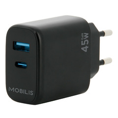 Mobilis Energia Charger - 45W Wall Charger - 1 USB A + 1 USB C