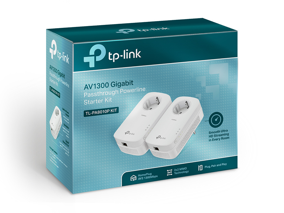 TP-LINK TL-PA8010P KIT AV1200 Powerline 2er KIT (1x LAN) bis 1,2 Gbit/s BRANDNEU - Afbeelding 2 van 3
