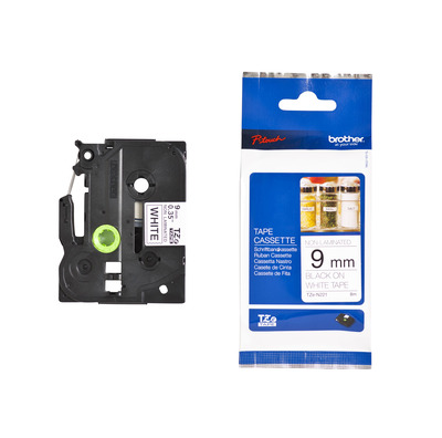 Schriftband TZe-N221 (nicht lam.) Schwarz auf Weiß 9mm x 8m