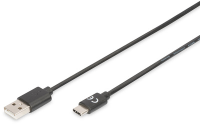 DIGITUS USB Type-C auf A 2.0 Anschlusskabel St/St 1.0m schwarz