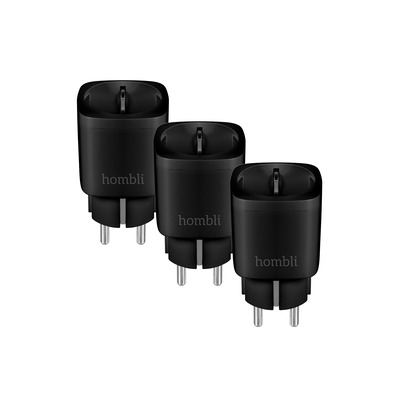 Hombli smarte Steckdose EU, schwarz, 2+1 Promo Pack
