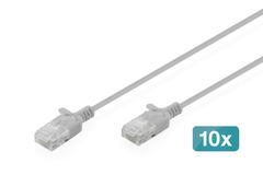 DIGITUS CAT 6 U-UTP Slim Patchkabel, 0,5 m, Grau, 10 Stück