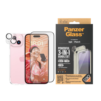 PanzerGlass 3-in-1-Pack iPhone 15