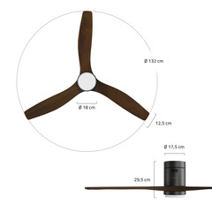 Hombli smarter Deckenventilator mit Licht, Black & Dark Wood