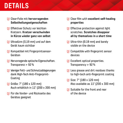 DISPLEX Schutzfolie PRO Cut Clear Magic Repair 7"/25 Stück