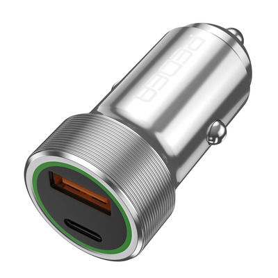 PEDEA KFZ-Schnelladegerät "Dual" PD 20 Watt USB Typ A/C, silbe