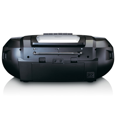 Lenco Boombox Schwarz Silber, Bluetooth, Lautsprecher, AUX In, USB