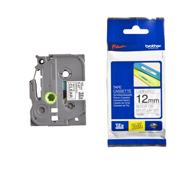 Brother Schriftband TZe-M31 Schwarz auf transp. 12mm x 8m
