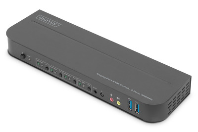 Digitus KVM-Switch, 4-Port, 4K60Hz, 4 x DP in, 1 x DP/HDMI