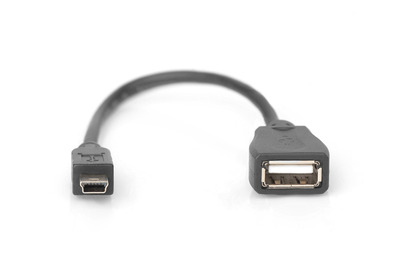 DIGITUS USB 2.0 Adapterkabel, OTG, Typ mini B - A St/Bu, 0,2m