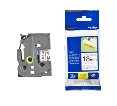 Schriftband TZe-S241 (extra st.) Schwarz auf Weiß 18mm x 8m